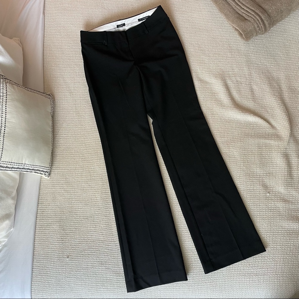 LOFT tall black flared work pants